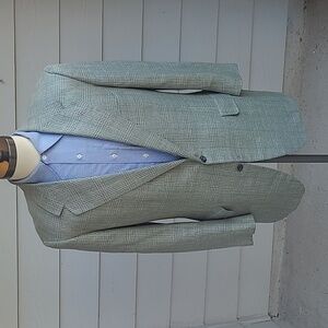 OXXFORD Onwentsia Mint Green Plaid Weave SILK 42 R L Mens‎ Sport Coat Blazer VTG